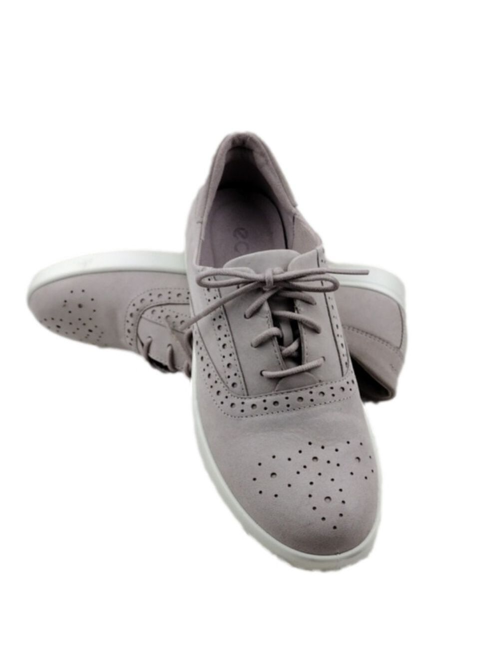 Ecco Barentz Hybrid Grey Rose Nubuck Leather Brogue Perforation Casual Sneakers
